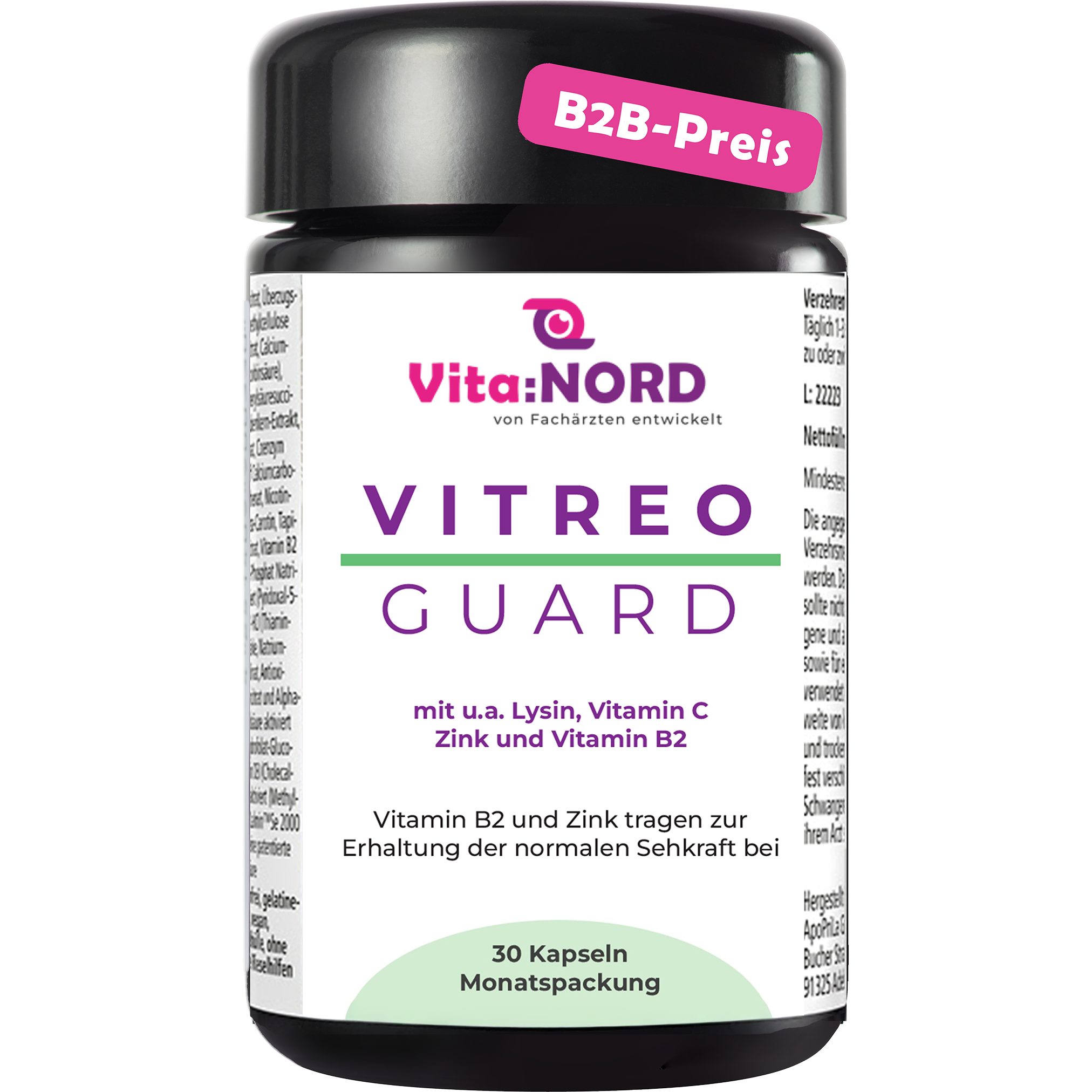 VITREO Guard® – Augen-Mikronährstoffe mit Vitamin C, Zink, B2 & L-Lysin | Vita:NORD (B2B)