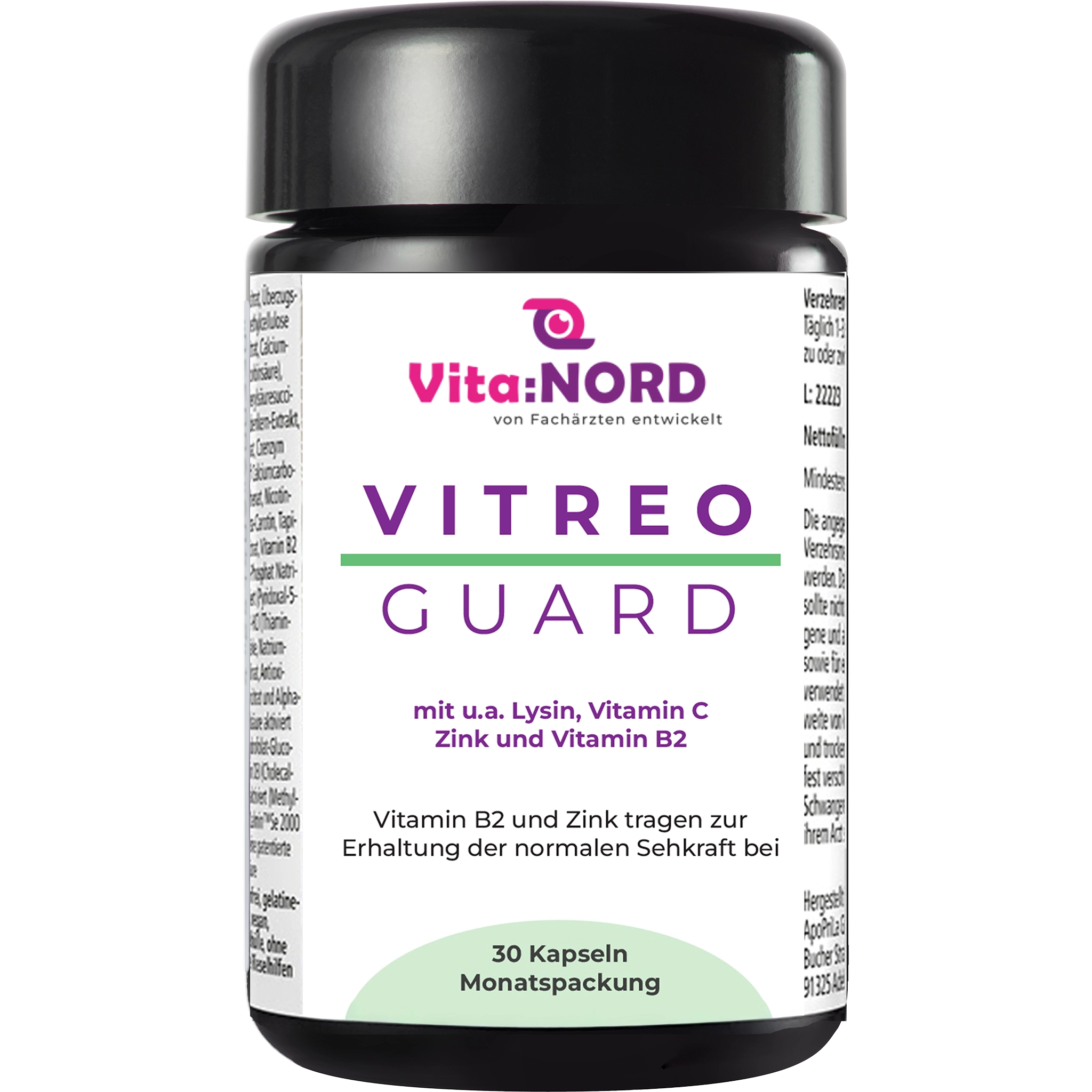 Vitreo Guard m. Lysin, Vitamin C, Zink, Vitamin B2 Erhaltung der normalen Sehkraft